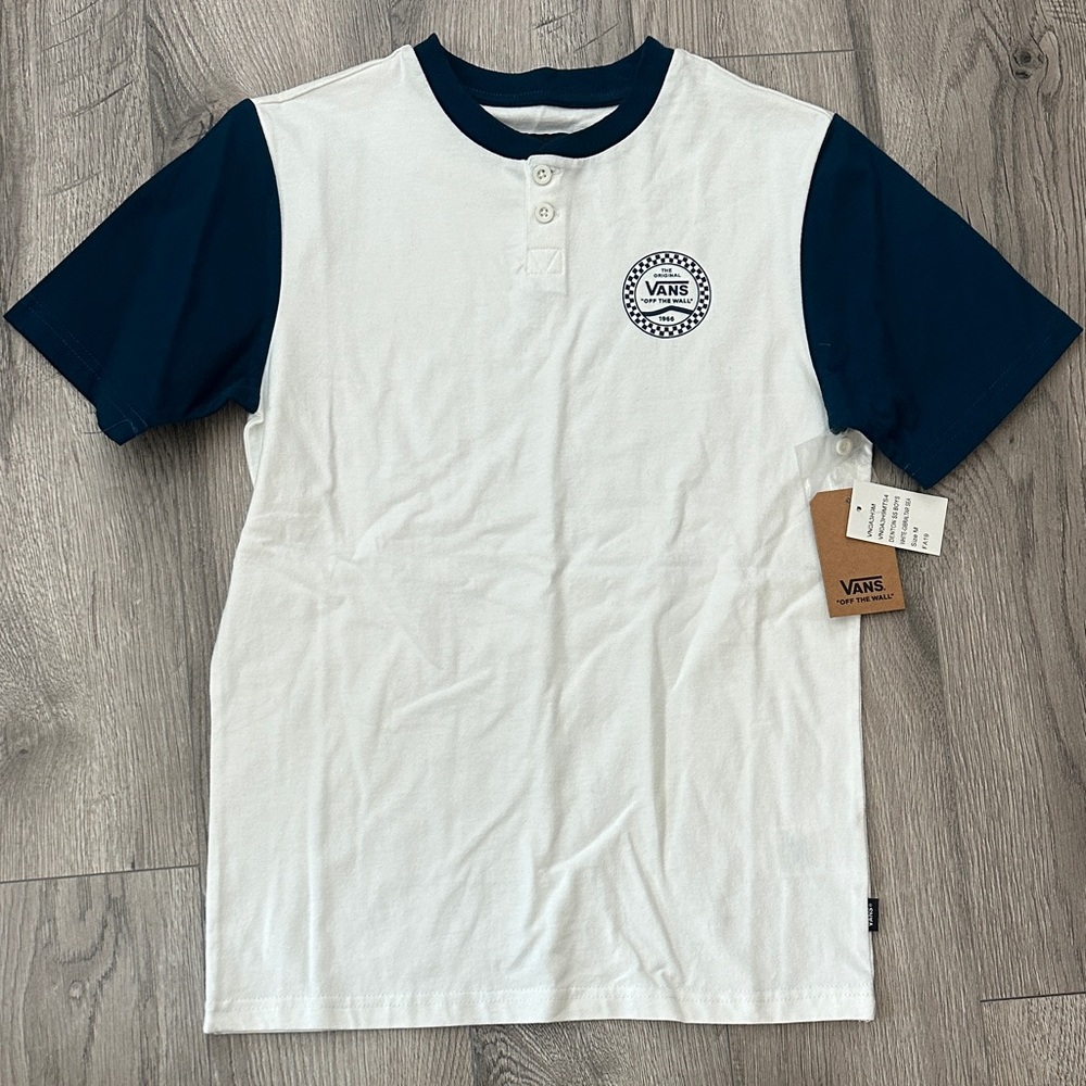Vans Kids White and Navy Tee